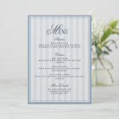 Blue Striped Wedding Menu  Card 招待状 (スタンド正面)