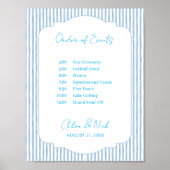 Blue Striped Wedding Schedule Order of Events ポスター (正面)