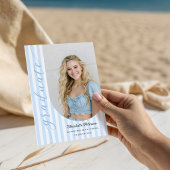 Blue Stripes Aesthetic Graduation Invitation 招待状