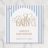Blue Stripes Arch Vintage Baby Shower フェイバータグ (正面)