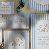 Blue Stripes Arch Vintage Boy Baby Shower スタンダードカクテルナプキン