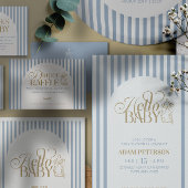 Blue Stripes Arch Vintage Boy Baby Shower ペーパープレート