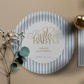 Blue Stripes Arch Vintage Boy Baby Shower ペーパープレート