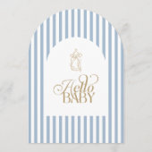 Blue Stripes Arch Vintage Boy Baby Shower 招待状 (裏面)