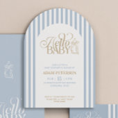 Blue Stripes Arch Vintage Boy Baby Shower 招待状