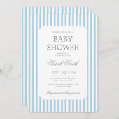 Blue Stripes Baby Shower Boy Invitation 招待状 (正面/裏面)
