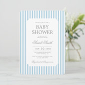 Blue Stripes Baby Shower Boy Invitation 招待状 (スタンド正面)