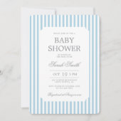 Blue Stripes Baby Shower Boy Invitation 招待状 (正面)