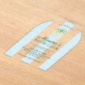 Blue Stripes Beach Bach Club Bridal Shower Arch アクリル招待状 (レイダウン)