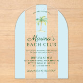 Blue Stripes Beach Bach Club Bridal Shower Arch アクリル招待状 (正面)