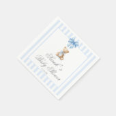 Blue Stripes Bear Baby Shower スタンダードカクテルナプキン (角)
