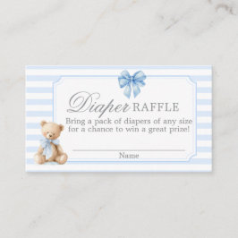 Blue Stripes Bear Baby shower Diaper Raffle Card エンクロージャーカード