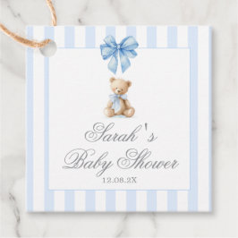 Blue Stripes Bear Baby Shower Favor Tags フェイバータグ