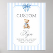 Blue Stripes Bear Customized sign ポスター (正面)