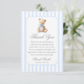 Blue Stripes Bear Grand millennial サンキューカード (スタンド正面)