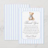 Blue Stripes Bear Grand millennial サンキューカード (正面/裏面)