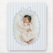 Blue Stripes Bow Frame Custom Photo Mousepad マウスパッド (正面)