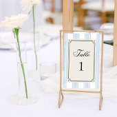 Blue Stripes Coastal Vintage Beach Retro Wedding テーブルナンバー