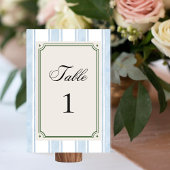 Blue Stripes Coastal Vintage Beach Retro Wedding テーブルナンバー