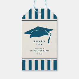 Blue Stripes Custom Graduation Party Favor ギフトタグ