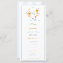 Blue Stripes & Floral Crest Spring Wedding Menu メニュー