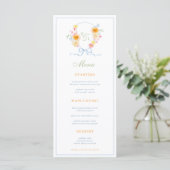 Blue Stripes & Floral Crest Spring Wedding Menu メニュー (スタンド正面)