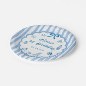 Blue Stripes Hand Drawn The Summer Paper Plates ペーパープレート (アングル)