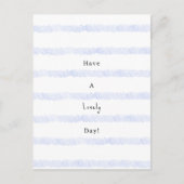 Blue Stripes Have A Lovely Day Quote Card ポストカード (正面)