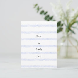 Blue Stripes Have A Lovely Day Quote Card ポストカード