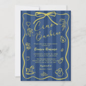 Blue Stripes Italian Ciao Baby Shower Photo   招待状 (正面)