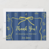 Blue Stripes Italian Themed Ciao Baby サンキューカード (正面)