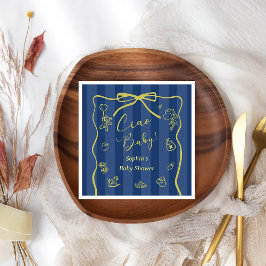 Blue Stripes Italian Themed Ciao Baby スタンダードカクテルナプキン