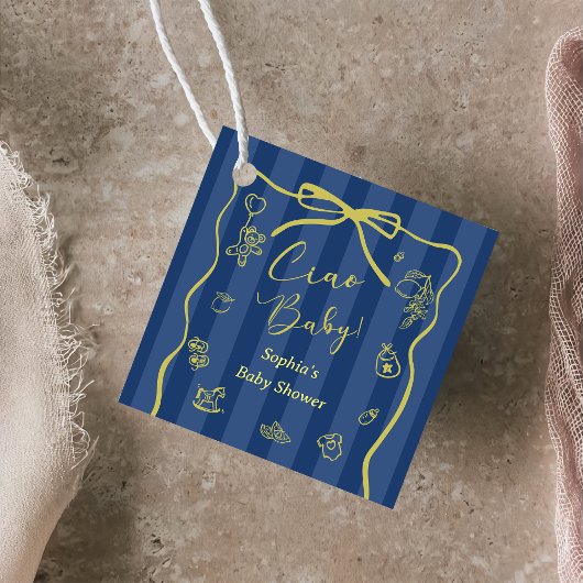 Blue Stripes Italian Themed Ciao Baby フェイバータグ