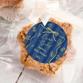 Blue Stripes Italian Themed Ciao Baby  ラウンドシール