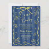 Blue Stripes Italian Themed Ciao Baby Photo  招待状 (正面)