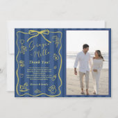 Blue Stripes Italian Themed Ciao Baby Photo  招待状 (正面)