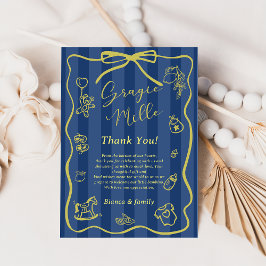 Blue Stripes Italian Themed Ciao Baby Shower 招待状