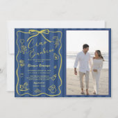 Blue Stripes Italian Themed Ciao Bambino Photo 招待状 (正面)