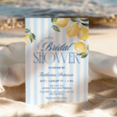 Blue Stripes Lemon Bridal Shower Invitation 招待状