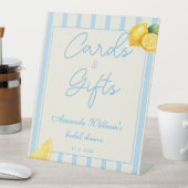 Blue Stripes Lemon  Gifts & Cards Bridal Shower 台座サイン (インサイチュ)