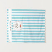 Blue Stripes Logo Table Pop Up Shop Vendor Runner タペストリー (正面(横))