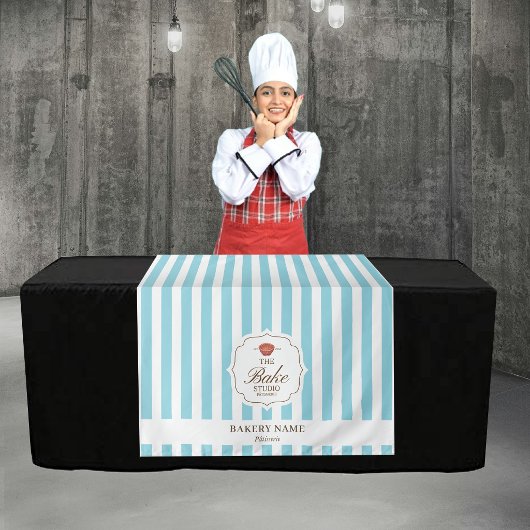 Blue Stripes Logo Table Pop Up Shop Vendor Runner タペストリー