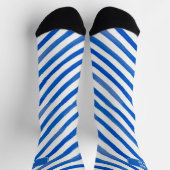 Blue Stripes on White and Text ソックス (上部)