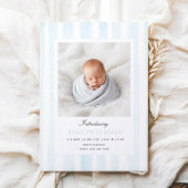 Blue Stripes Photo Birth Announcement 案内状