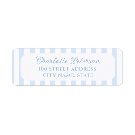 Blue Stripes Return Address Label ラベル (正面)