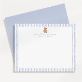 Blue Stripes Teddy Bear Nursery Note Card 招待状