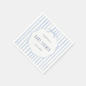 Blue Stripes with Scalloped Frame Boy Baby Shower スタンダードカクテルナプキン (角)