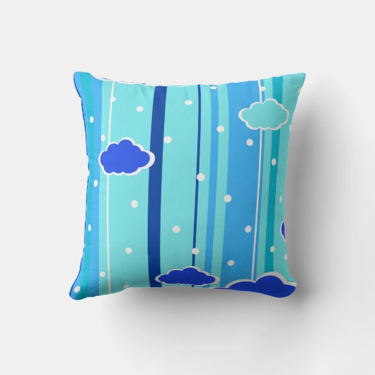 blue strips clouds dots クッション (裏面)