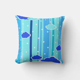 blue strips clouds dots クッション