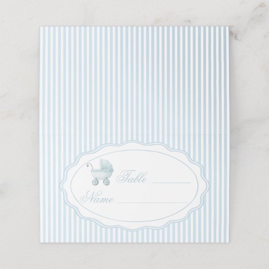 Blue Stroller Baby Boy Shower Table Numbers プレイスカード (外部開封)